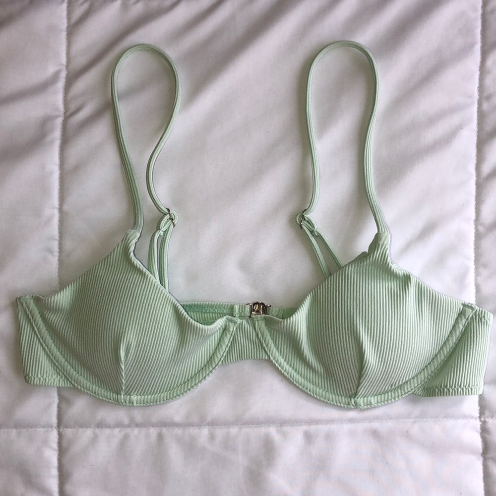 Pastel green underwear rubbed bikini top